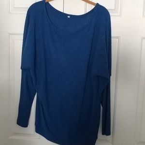 Electric blue Ribbed long sleeve sweater